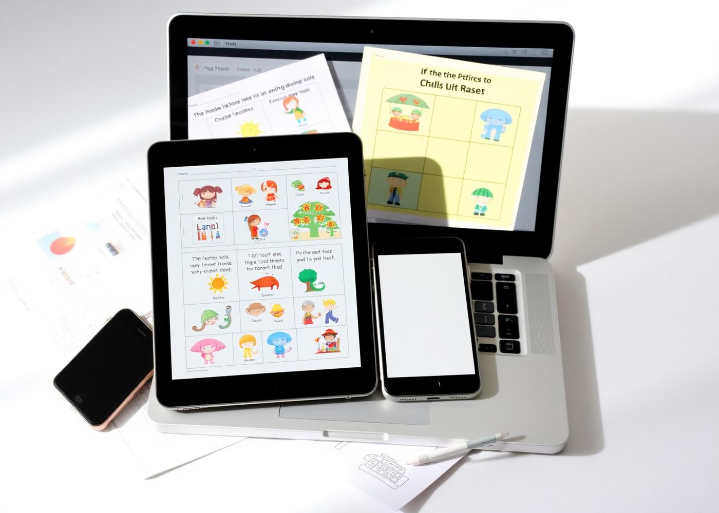 Atividades no tablet, notebook e celular